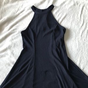 Hollister Navy Blue Ribbed Keyhole Back Mini Dress